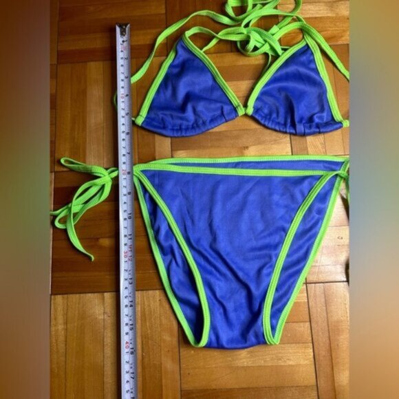 Neon green and periwinkle bikini - Picture 5 of 5